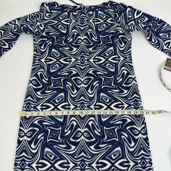 Taylor Women's NWT Blue Geometric 3/4‎ Sleeve Business Career Shift Dress 6/C38 - Picture 11 of 13
